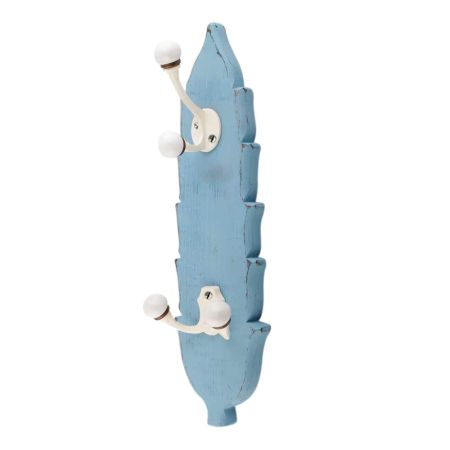 Turquoise And Cream Double Loop Ceramic Iron Wooden Hooks 